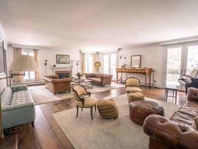 Elegant design defines this spacious living room.