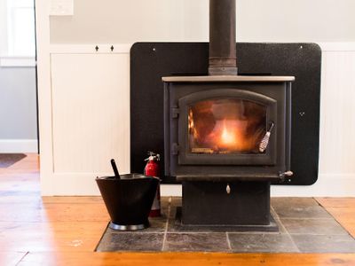 Light up the wood burning stove to keep the house warm and cozy.