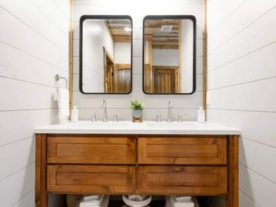 Double vanity in the private bath.
