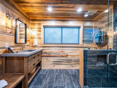The private bath also has a walk-in shower!