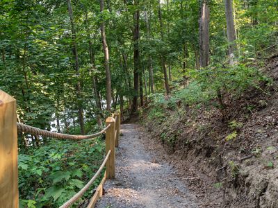 Private hiking path down to Luna Cove's Creek.