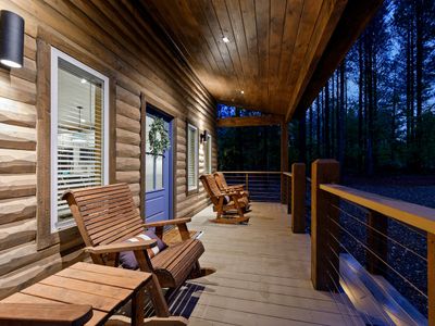 Rocking chairs on the front porch.