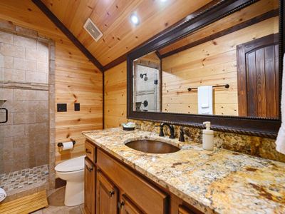 The suite's private bathroom with walk-in shower.