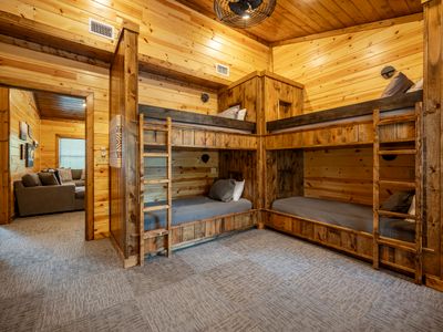 Upstairs is the bunk room with 4 Twin beds!