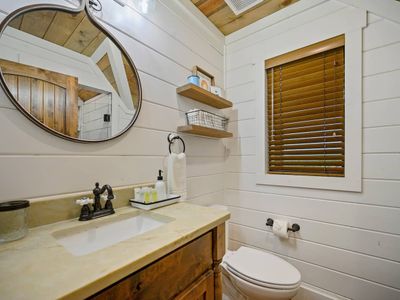 A shared full bathroom on the second level.