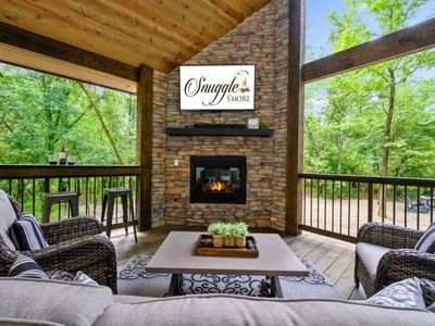 Outdoor gas fireplace w/all the private views!