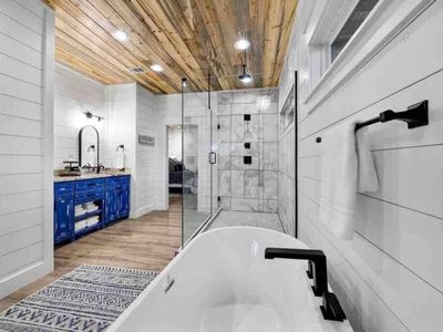 The oversized tub in the lower level master bath!
