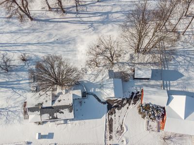 a birds eye view of the property