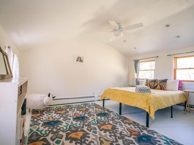 Master bedroom with king sized bed