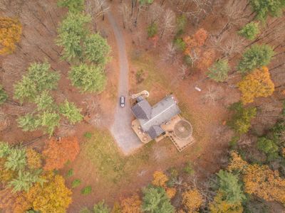 Aerial view of the secluded property.