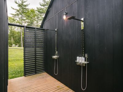 Outdoor shower off the Pool House conveniently located near the hot tub and pool