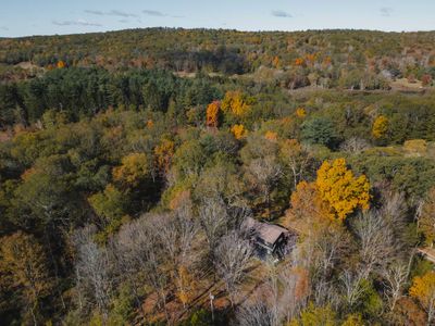 Birds eye view of the property