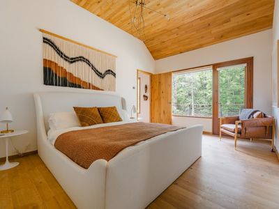 master bedroom on the first floor with ensuite bathroom and balcony