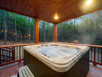 This 8-person hot tub is the a great way to relax during your stay at Chaha!