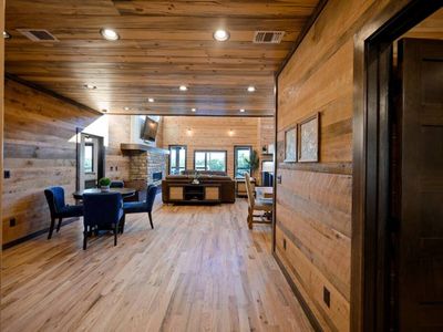 You enter into an open floor plan.