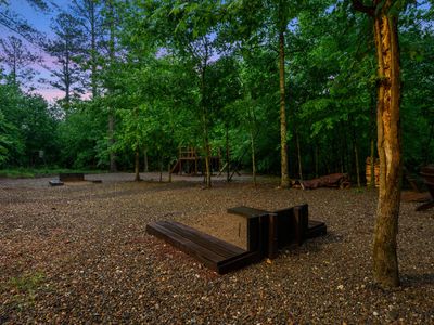 Horseshoe pit in the backyard!