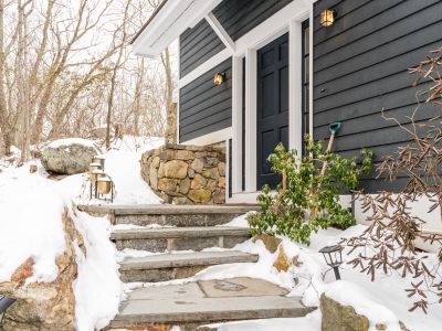 Front steps leading to the guest house.