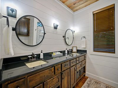 A double vanity in the private bath.