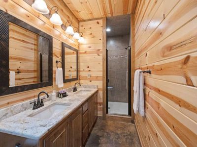 Double vanity and walk-in shower!