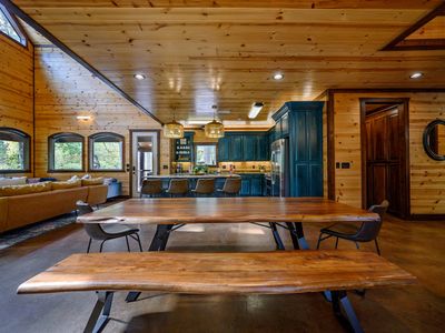 The formal dining table seats 10!