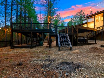 The playscape is a fun play area right in the back yard.