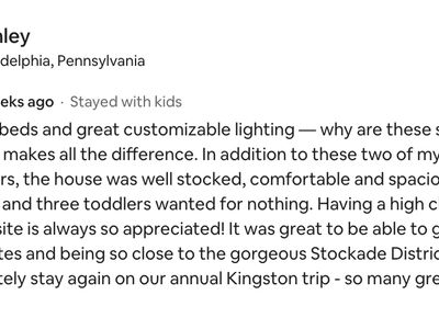 Reviews from the previous listing. Home Sweet Hudson is proud to now be managing this beautiful property in the heart of Kingston!
