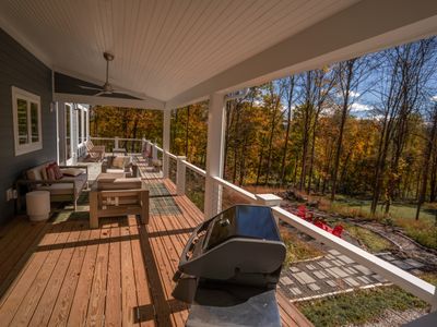 Enjoy grilling on the covered deck with easy access to the kitchen