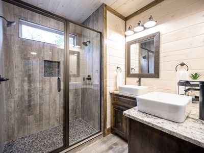 Attached full bath with walk-in shower.