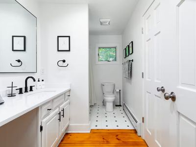 Bathroom on the main floor with tub/shower combo