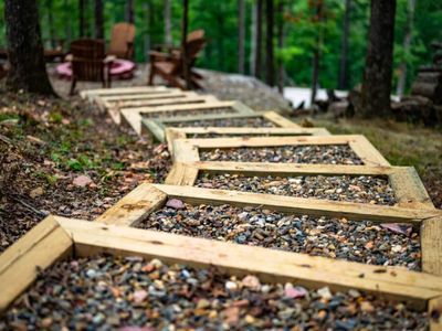 Steps leading to the firepit.