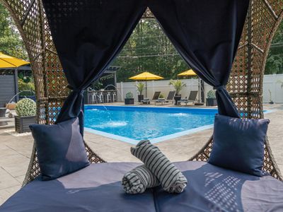 Cabanas on the pool deck are fabulous for lounging on a summer afternoon.