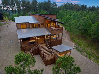The back side of the cabin showing the different levels!