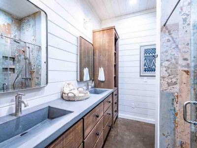 Full private bath with walk-in shower.