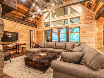 An oversized sectional in the lodge room is the perfect spot to relax