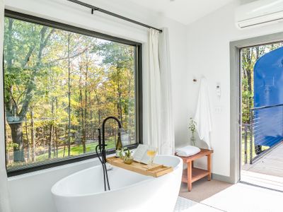 Nothing like enjoying a nice soak with views of the forest!