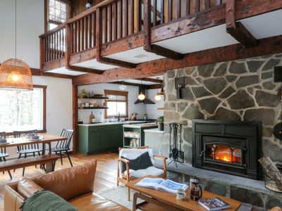 A newly renovated Catskills cabin with custom details and open living spaces.