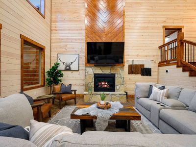 This gas fireplace is just one of three offered at this cabin!
