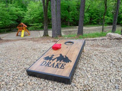 Cornhole is one of the many games you can find at The Drake!