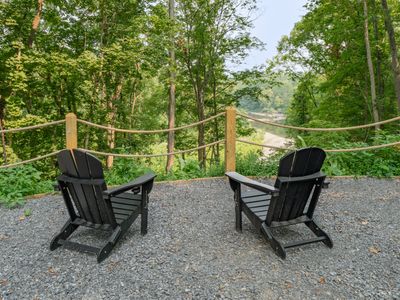 Enjoy peaceful views of the creek on Luna Cove's observation deck.