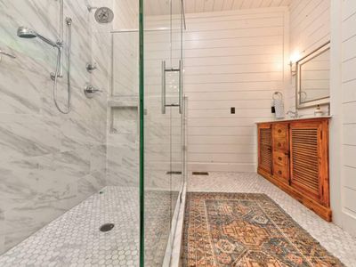 A double vanity for added convenience.