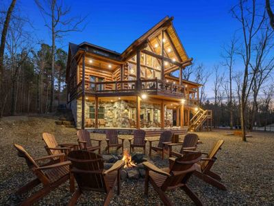 3-story ‘Fox Hollow Creek’ a luxury cabin with creek side views that sleeps 22!