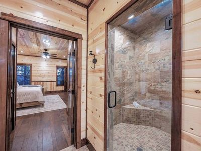 Walk in shower.