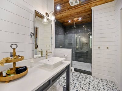 Private bathroom with walk-in shower and double vanity!