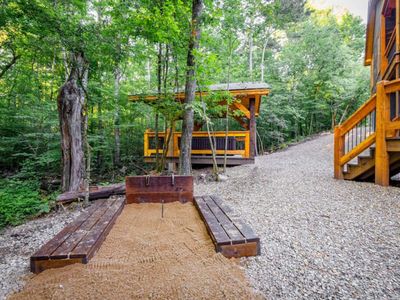 Horse shoes can be found behind the cabin.