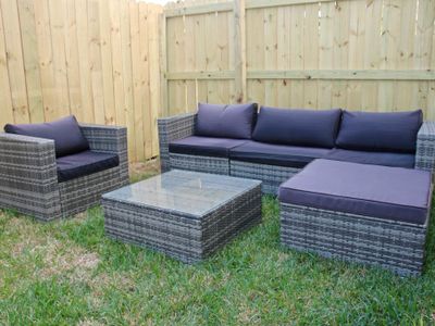 Cozy, backyard seating area!