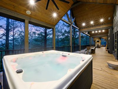 8-person hot tub on the covered porch!