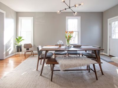 Enjoy group meals at the 6 person dining table