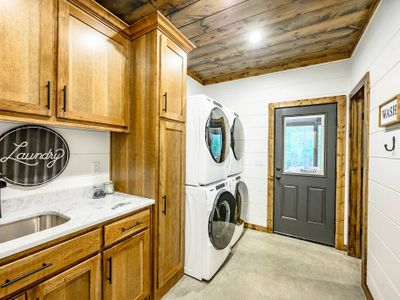 The washer and dryers are found on the first floor for guest convenience.