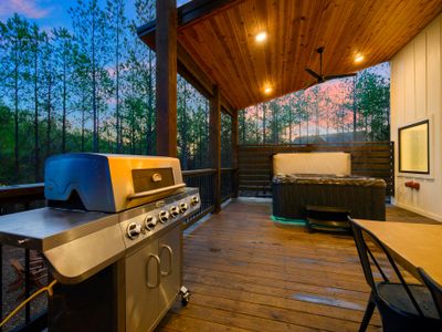 A gas grill is available with propane provided.