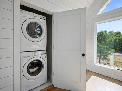 A washer and dryer are found on the main level.